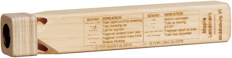 Maple Landmark Wooden Train Whistle with Blast Chart - Made in USA - Image 1